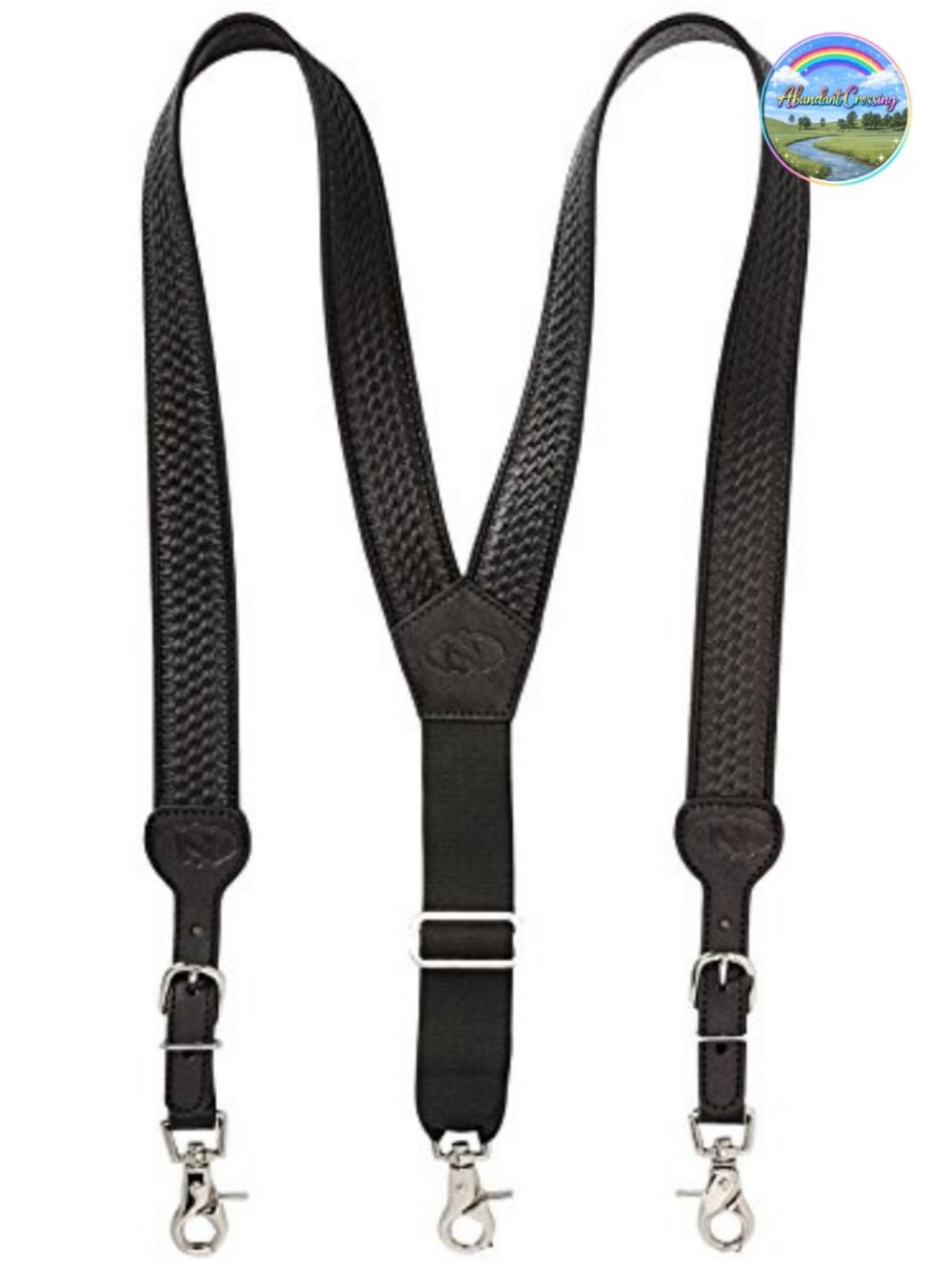 Men's Leather Basket Weave Western Suspenders with Adjustable Straps